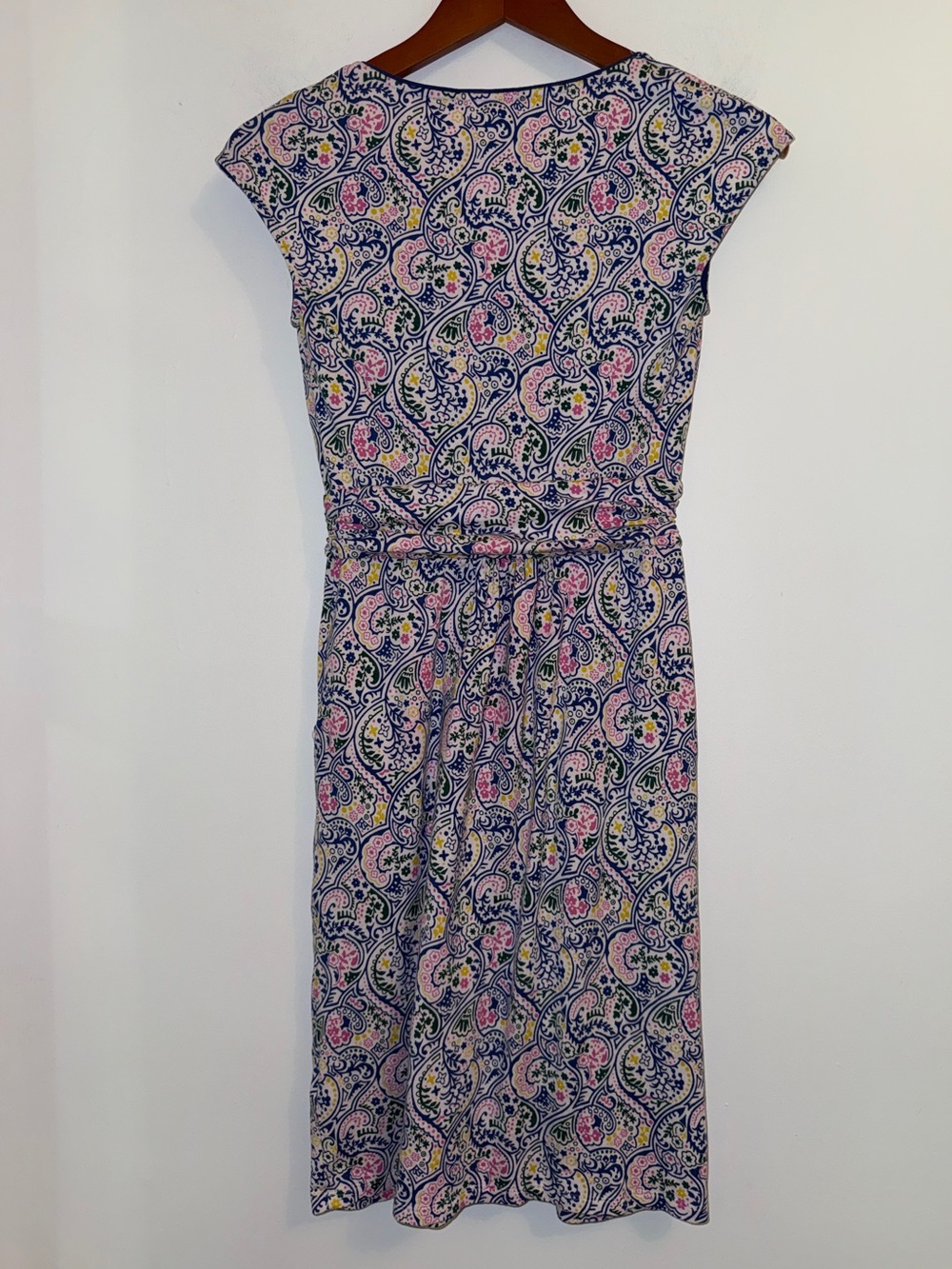 Boden Margot Jersey Paisley Floral Cap Sleeve Dress Pockets US 4 UK 8 - Picture 6 of 12